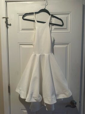 AKIRA Chicago Black Label White Backless Halter Fit-and-Flare Dress